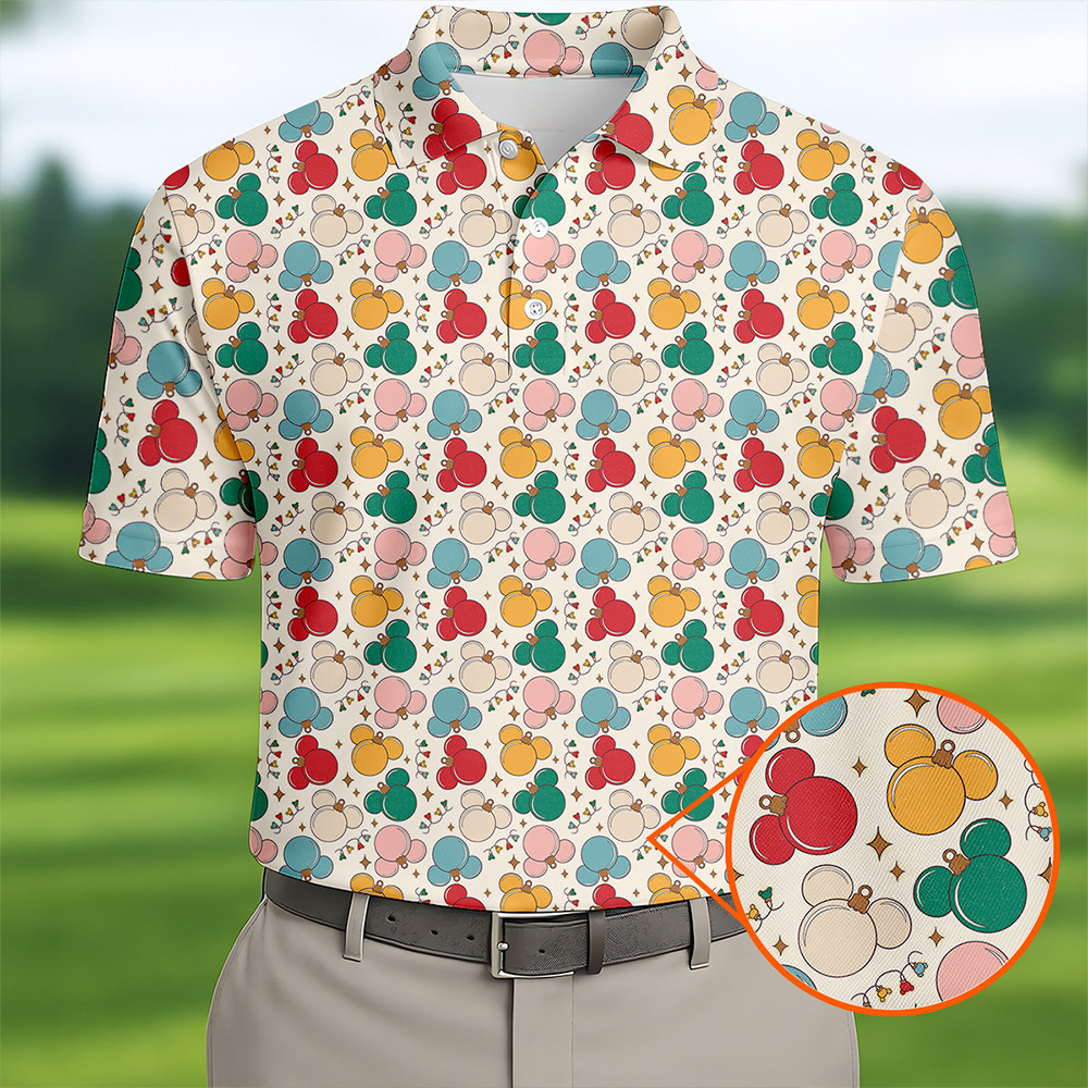 Colorful Christmas Fun Men S Golf Polos Gifts For Golf Lovers Polo Shirts For Men Christmas Golf Shirt