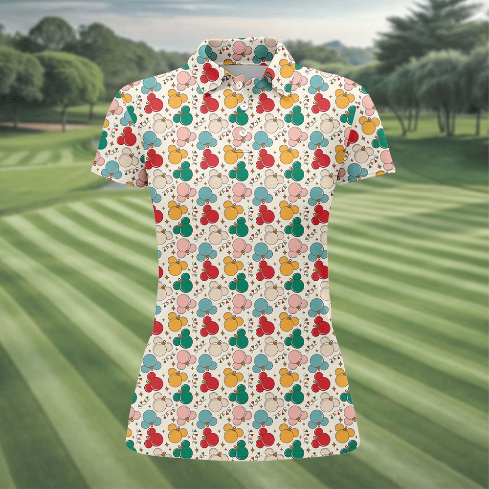 Colorful Christmas Polo Shirt Holiday Wear Christmas Gifts For Golf Player