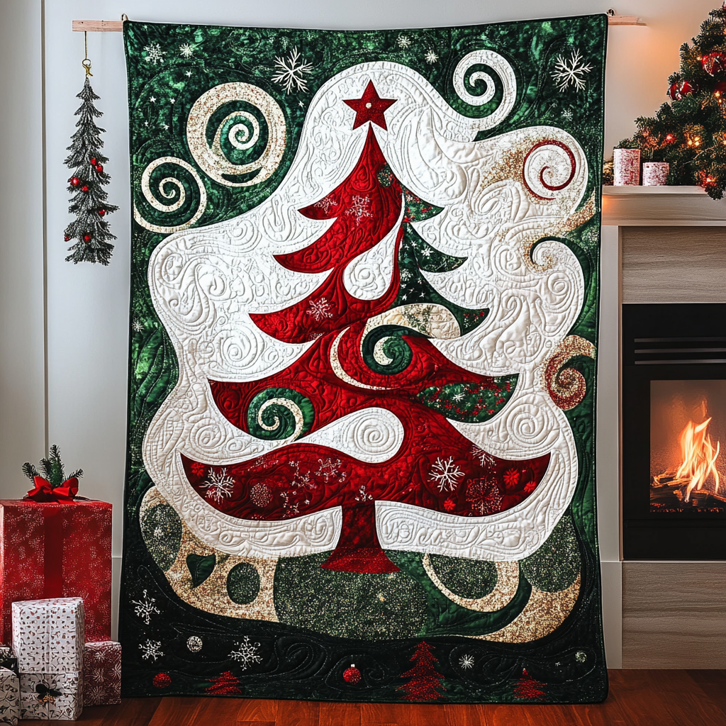 Colorful Christmas Tree Quilted Blanket Christmas Gifts For Husband