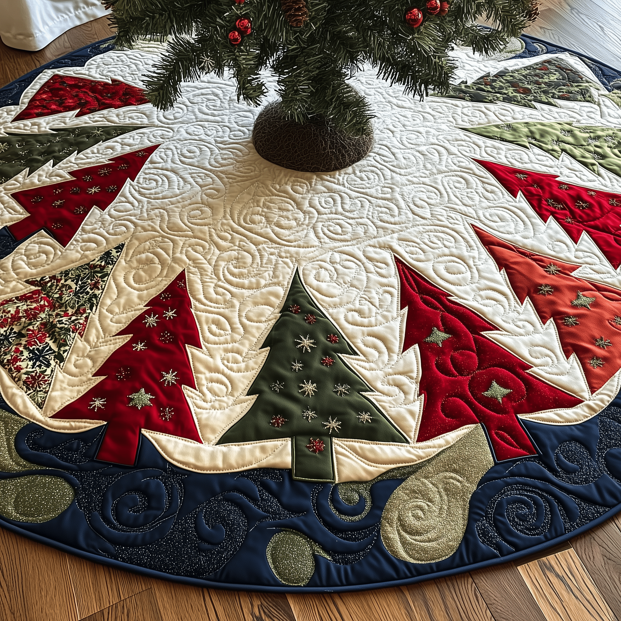 Colorful Christmas Trees Quilted Tree Skirt Christmas Tree Skirt Christmas Gift Baskets For Families