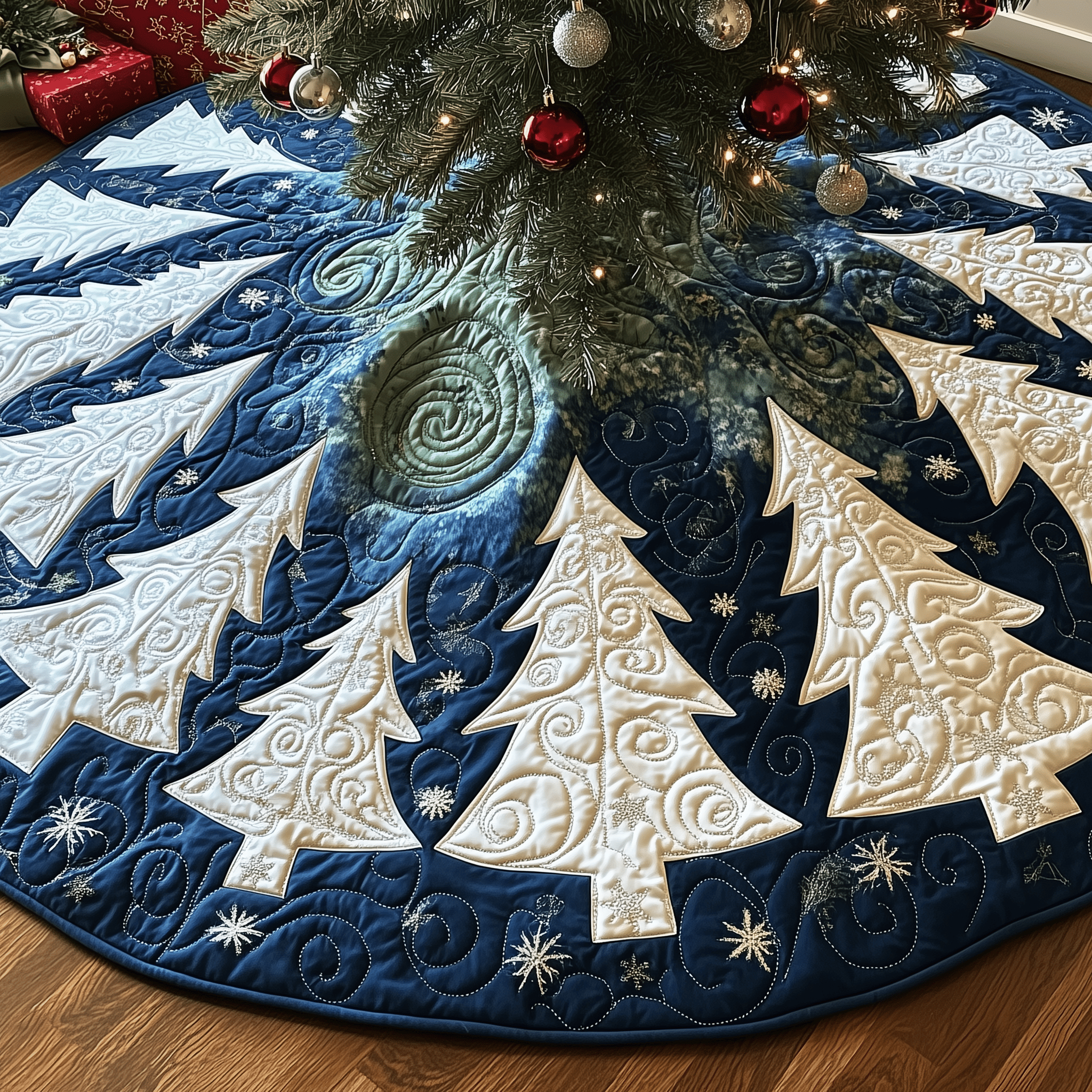 Colorful Christmas Trees Quilted Tree Skirt Gift Exchange Ideas For Family Christmas