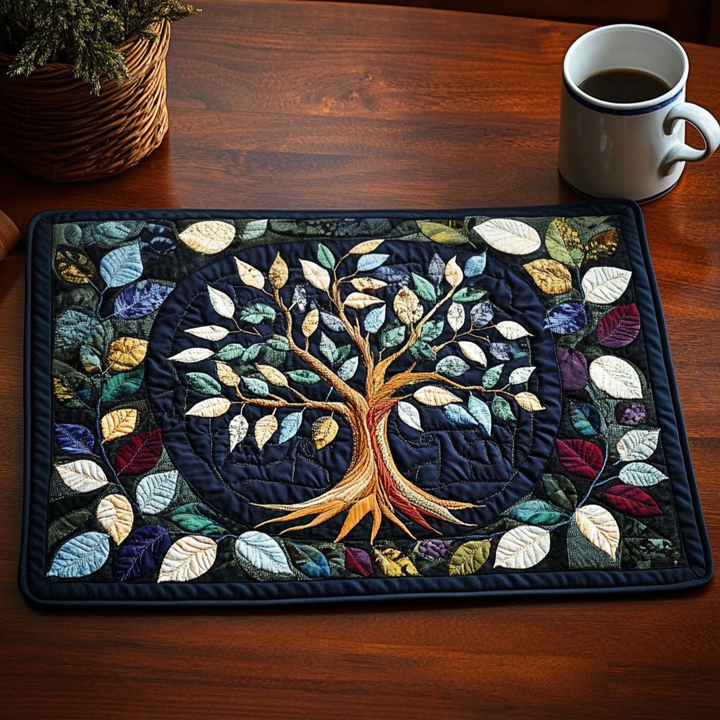 Colorful Circle Tree Quilted Placemat Christmas Home Dec Tree Of Life Gifts Mother'S Day