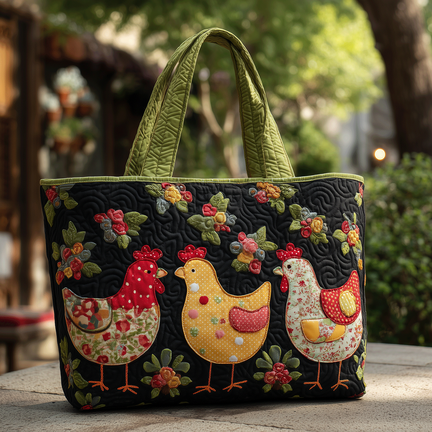 Colorful Coop Quilted Tote Bag Farmer Present Ideas