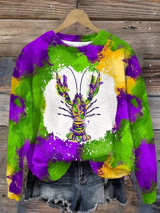 Colorful Crawfish Mardi Gras Sweatshirt Fat Tuesday Clothes Good Gifts For Mom