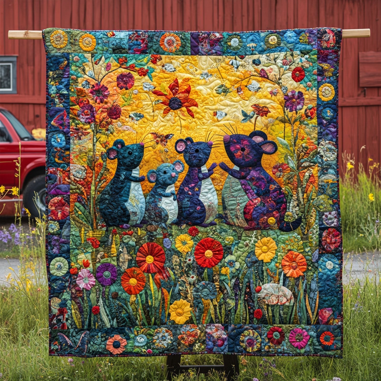 Colorful Critter Parade Quilted Blanket Nice Throw Blanket Best Housewarming Gifts