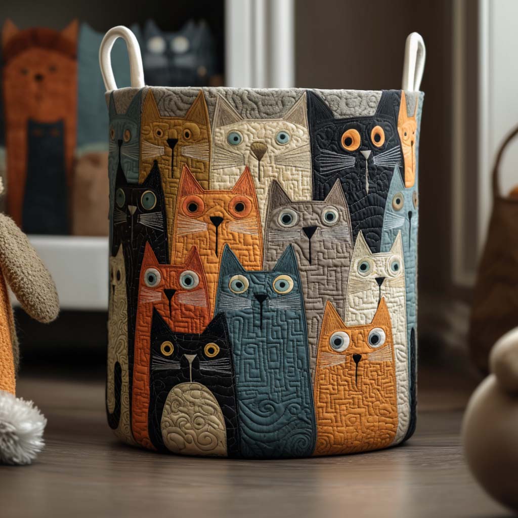 Colorful Crowd Quilted Laundry Basket Merch For Friends
