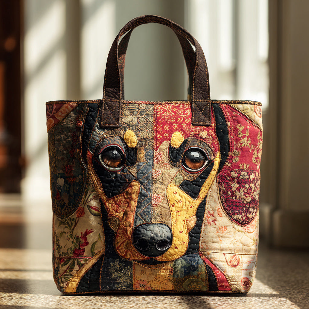 Colorful Dachshund Quilted Tote Bag Dog Themed Presents