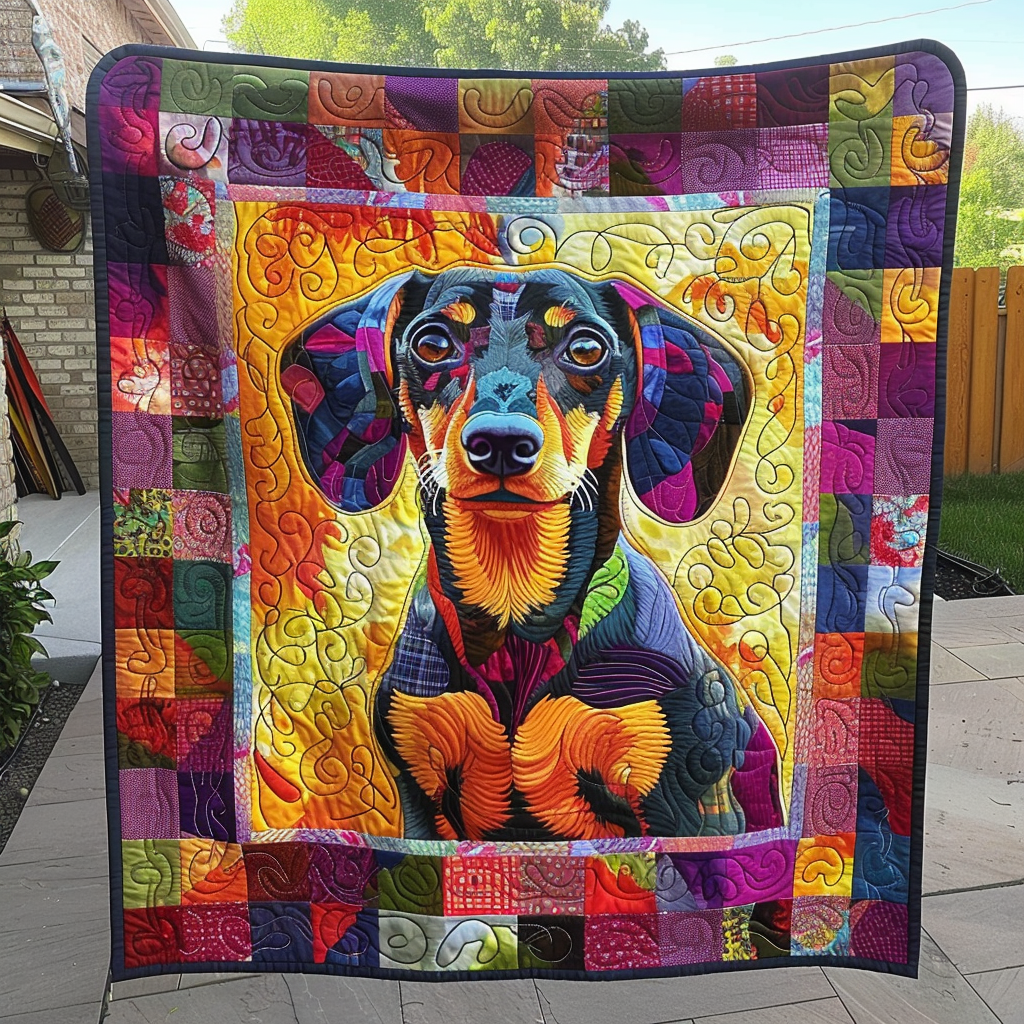 Colorful Dashie Puppy Quilted Blanket Christmas Gifts For Friends