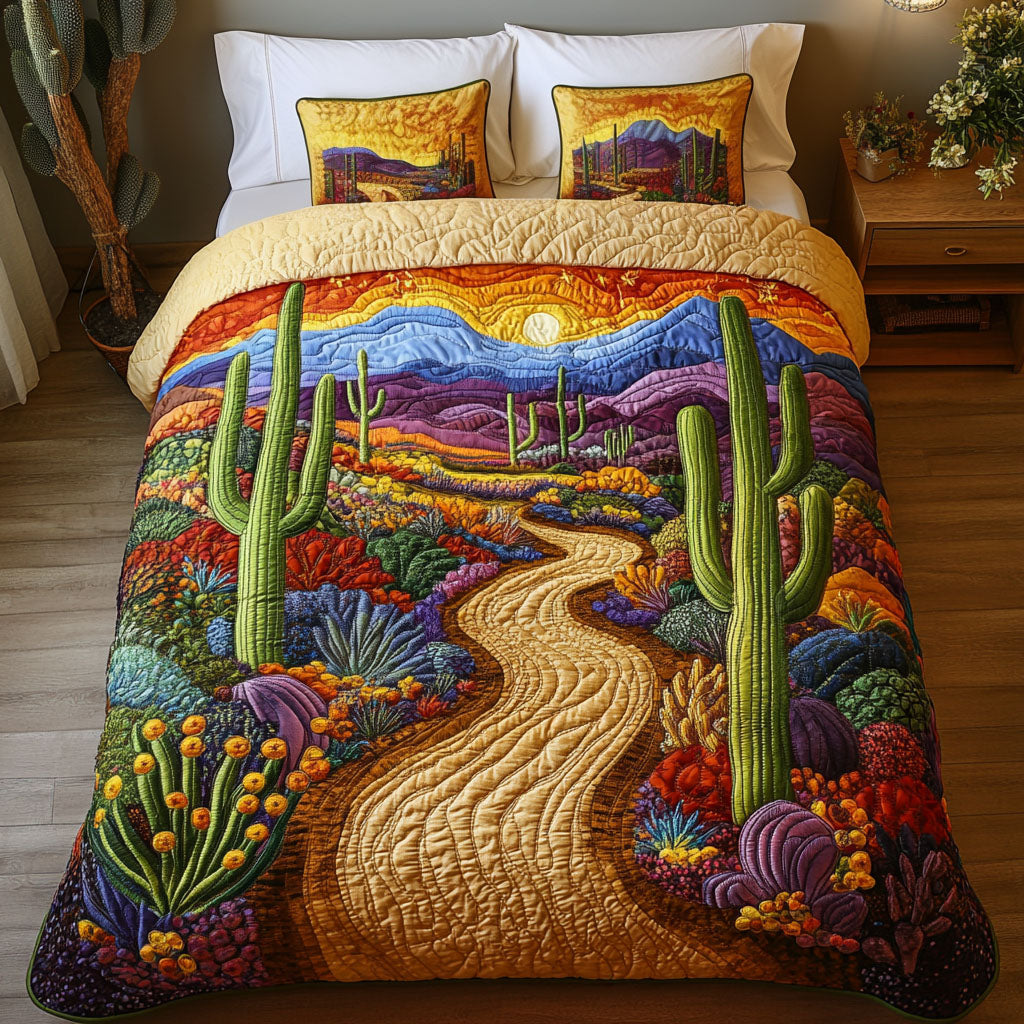 Colorful Desert Trail Quilted Bedding Set Bed Decor Ideas Cactus Gifts For Him