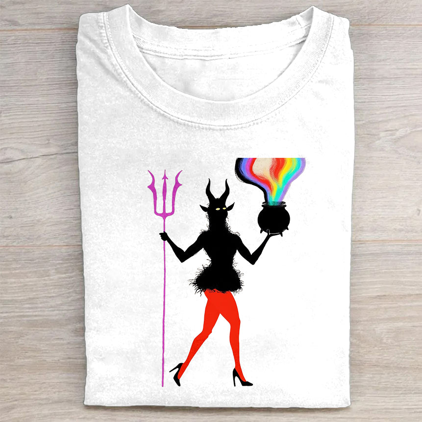 Colorful Devil Graphic T-Shirt Fantasy Merch Best Gift For Gothic Lovers
