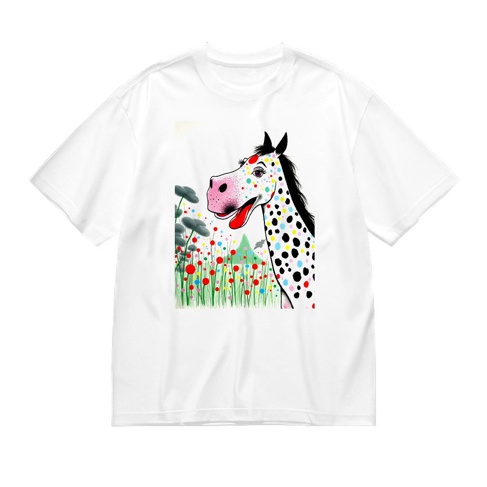 Colorful Dotted Horse Graphic T-Shirt Animal Lovers Merch Best Gift For Horse Fans
