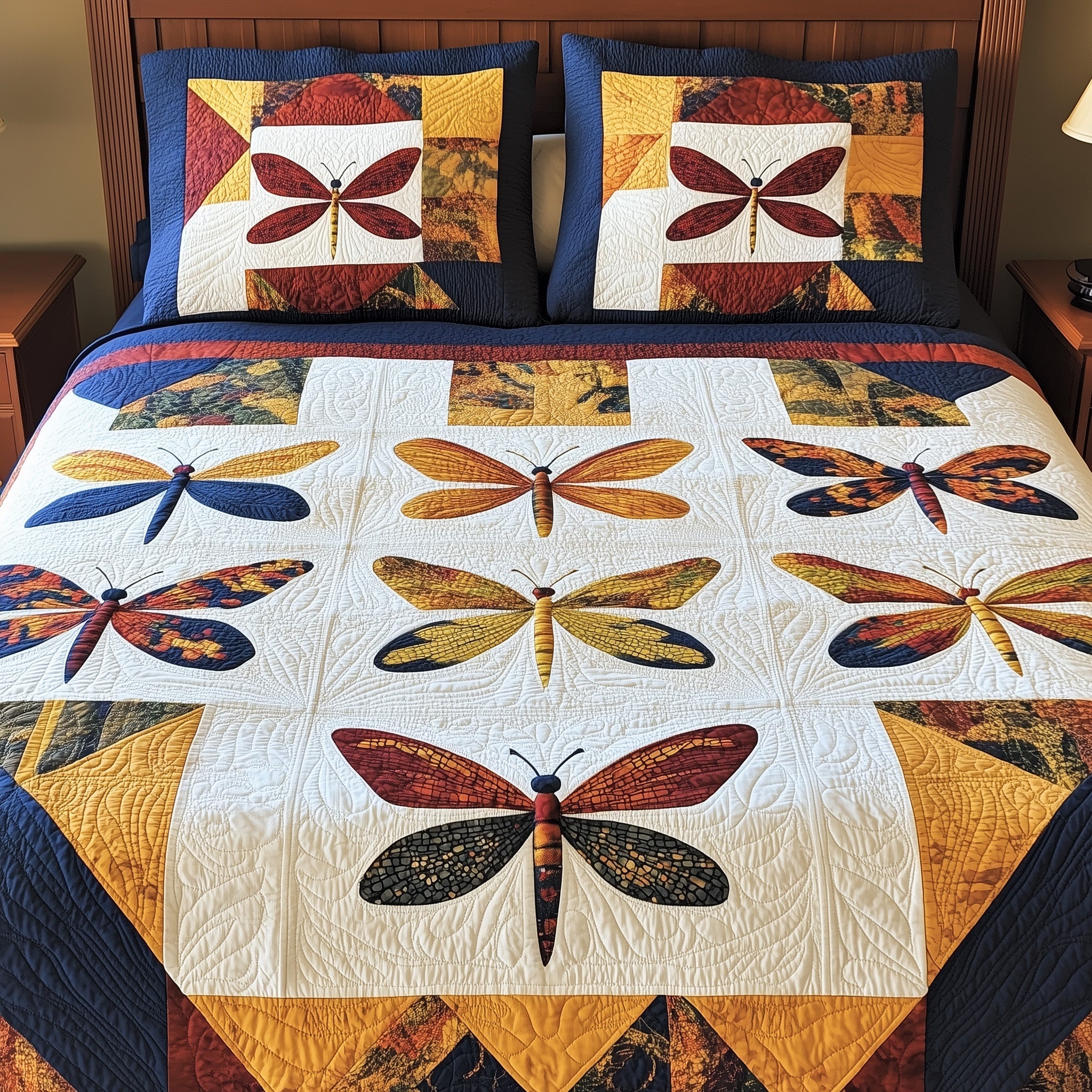 Colorful Dragonfly Dreams Quilted Bedding Set Duvet Cover Bed Sheet Unique Dragonfly Gifts
