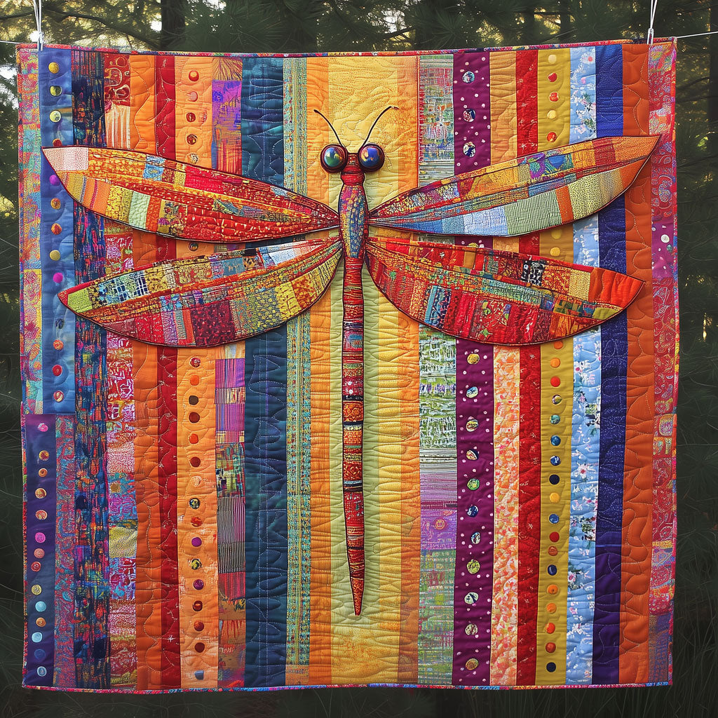 Colorful Dragonfly Quilt Beautiful Printed Quilt Blanket for Home Aesthetics