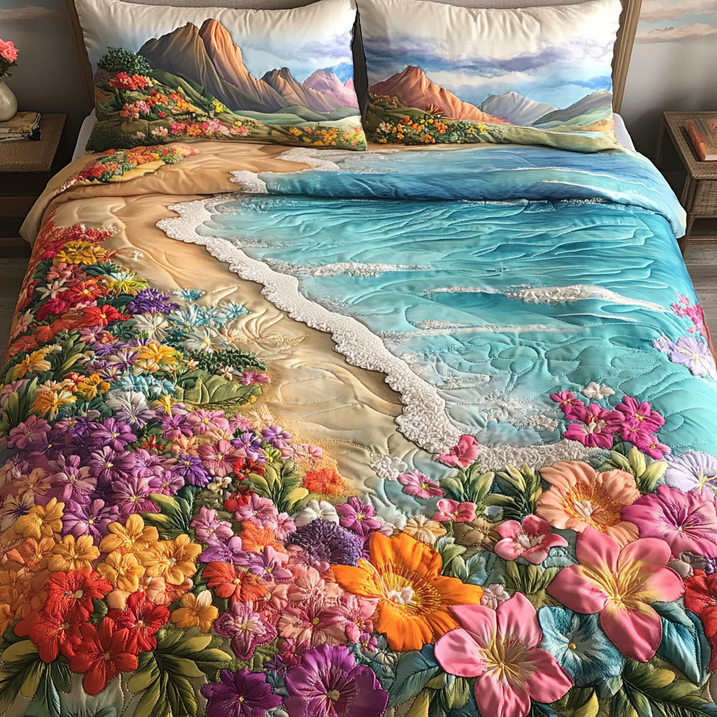 Colorful Dunes Quilted Bedding Set Best Bed Sheet Set Gift For Surfer Husband
