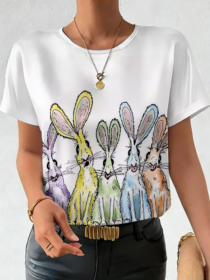 Colorful Easter Bunny Squad T-Shirt Funny Cute Rabbit Cartoon Spring Tee Best Gift For Easter Lovers