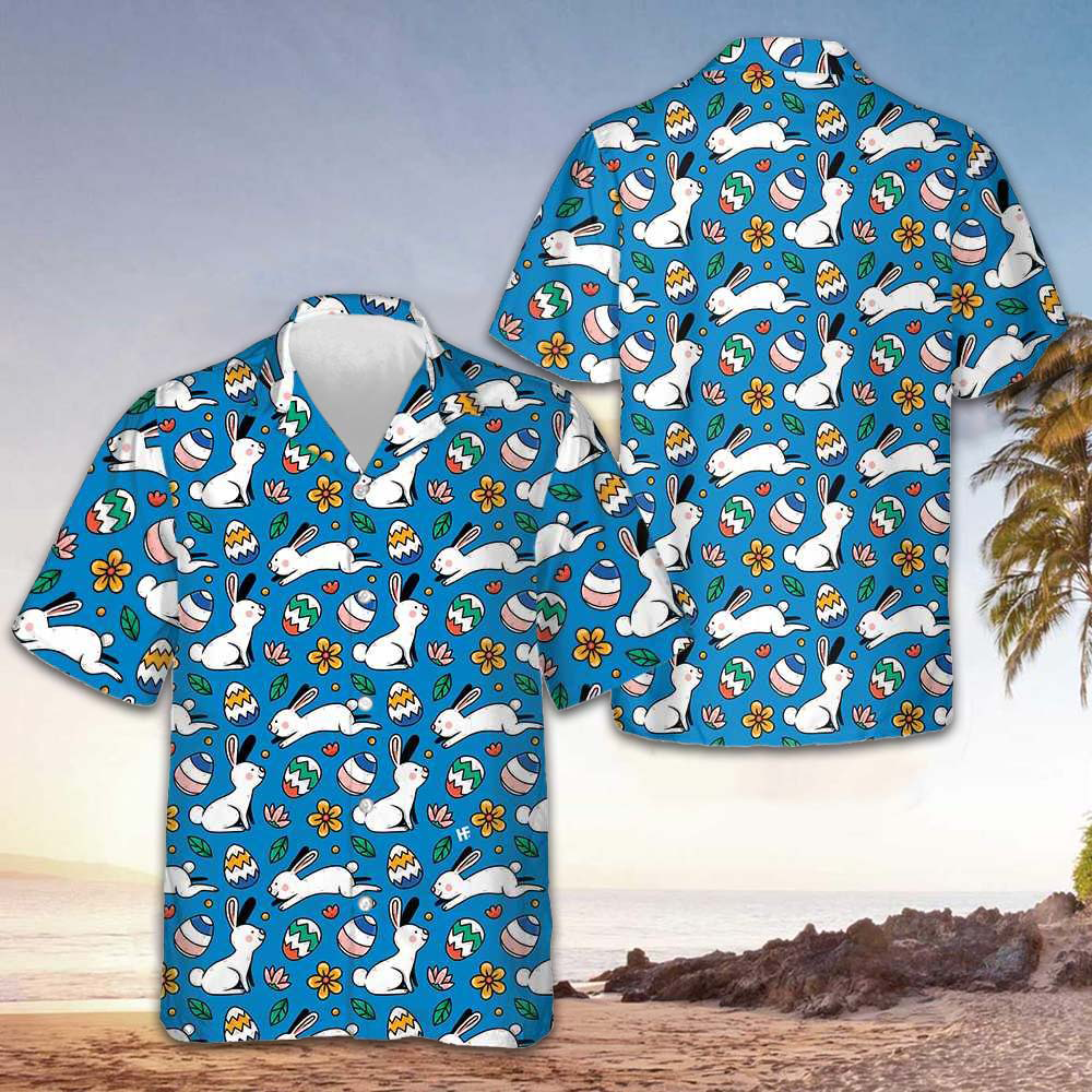 Colorful Easter Pattern Hawaiian Shirt Funny Bunny Shirt Gifts For Him Colorful Easter Pattern Hawaiian Shirt Funny Bunny Shirt Gifts For Him