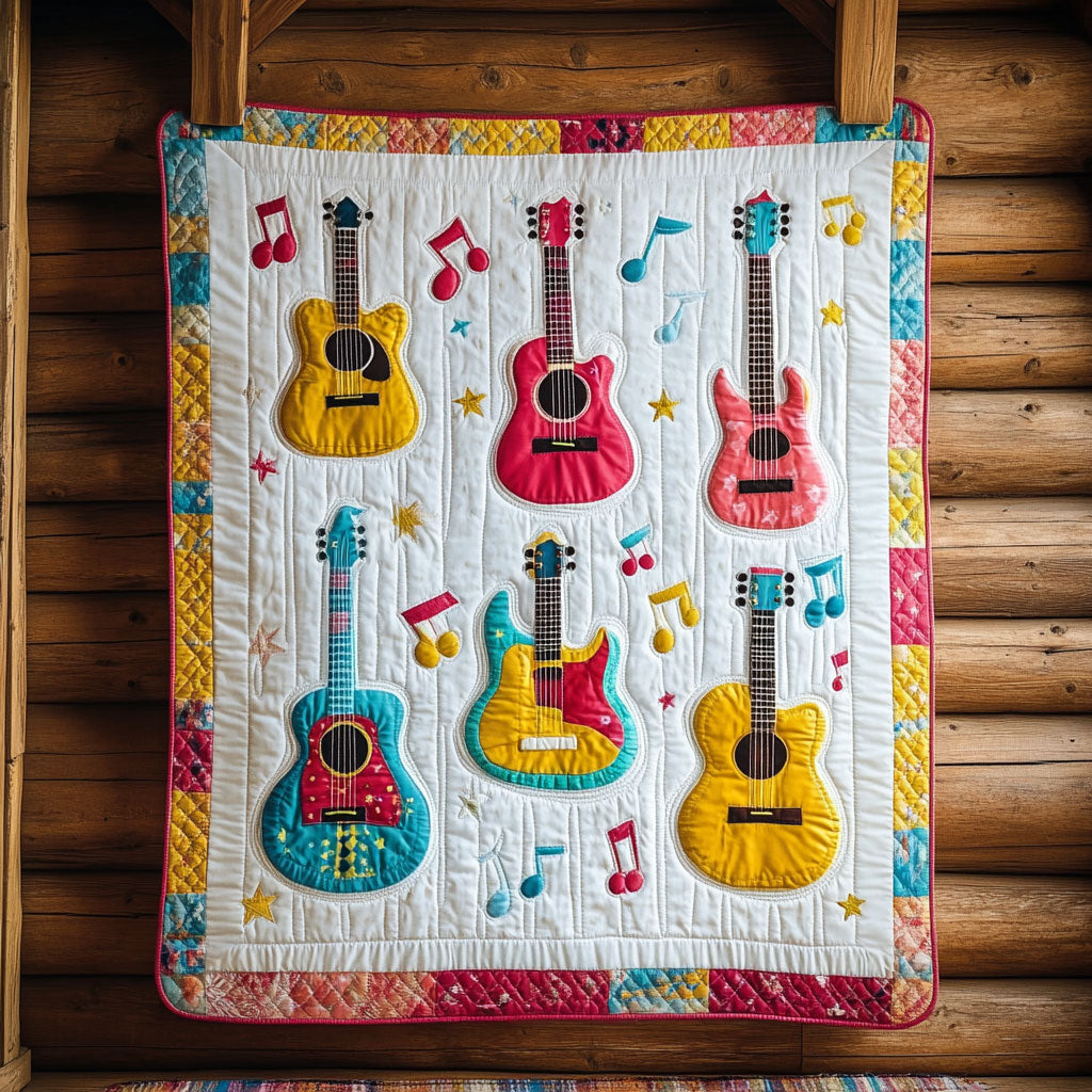 Colorful Electric Guitars Quilt Blanket Art Throw Blanket Xmas Gifts For Guitar Lovers