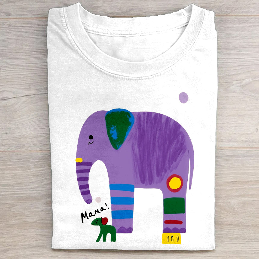 Colorful Elephant Graphic T-Shirt Animal Lovers Merch Best Gift For Elephant Fans
