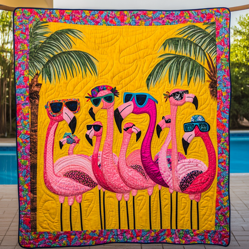 Colorful Flamingo Quilted Blanket Flamingo Gifts For Her