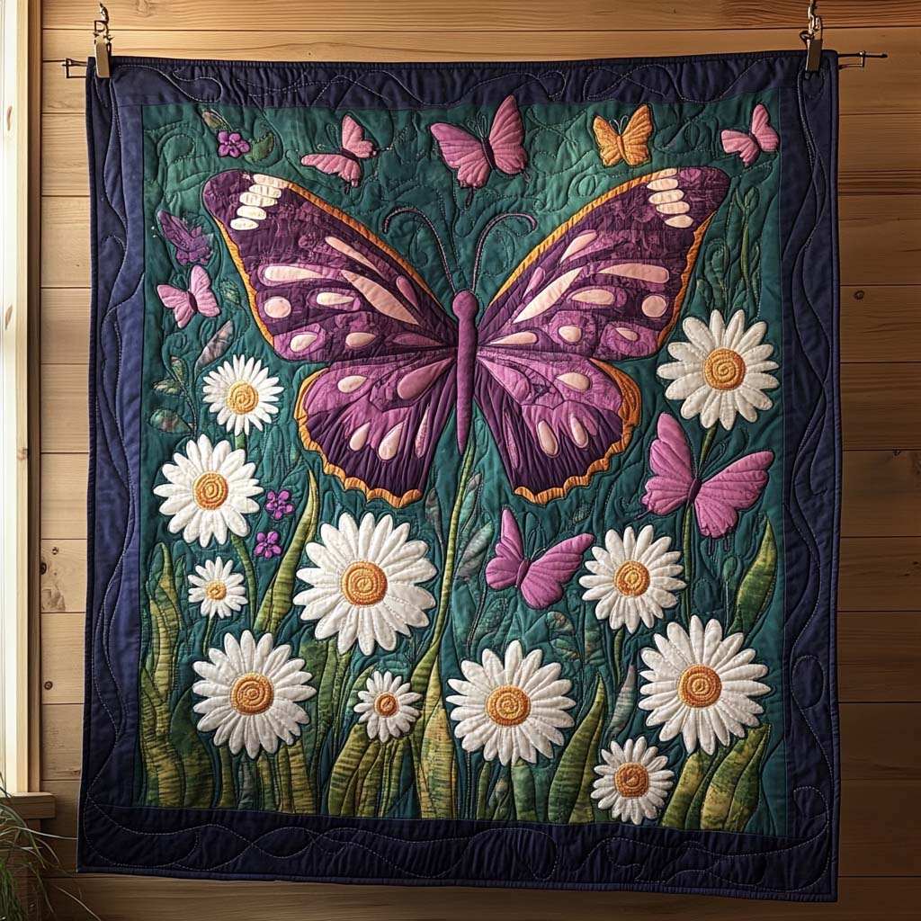 Colorful Flight Quilted Blanket Gift For Butterfly Lover