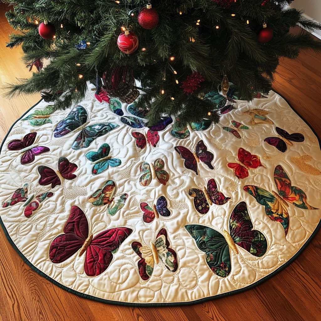 Colorful Flight Quilted Christmas Tree Skirt Festive Christmas Home Styling