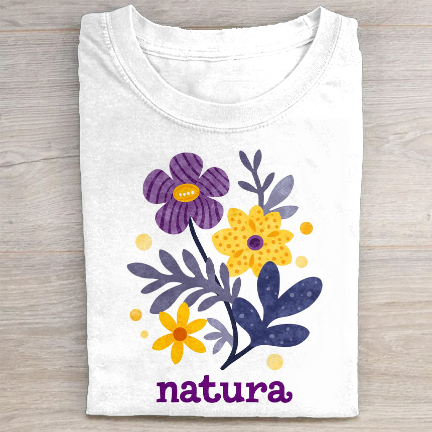 Colorful Floral Design Women_s T-Shirt Casual Merch Best Gift For Women