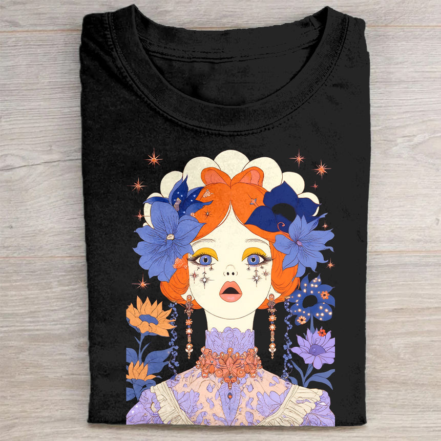 Colorful Floral Graphic T-Shirt Casual Merch Best Gift For Nature Lovers