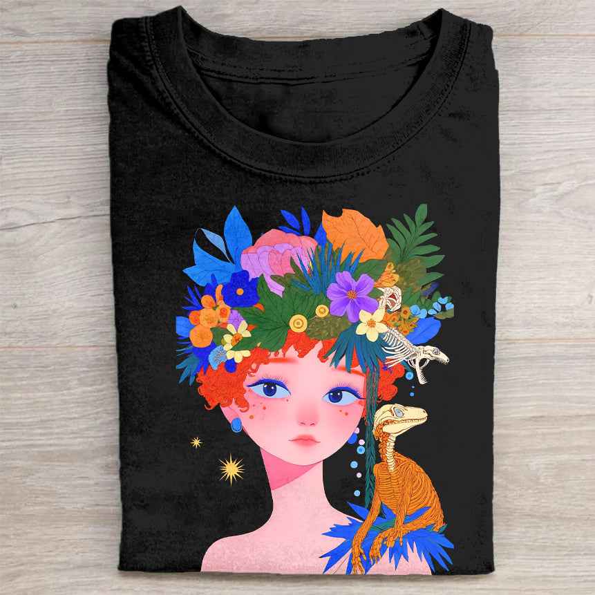 Colorful Floral Graphic T-Shirt Fashion Merch Best Gift For Art Lovers