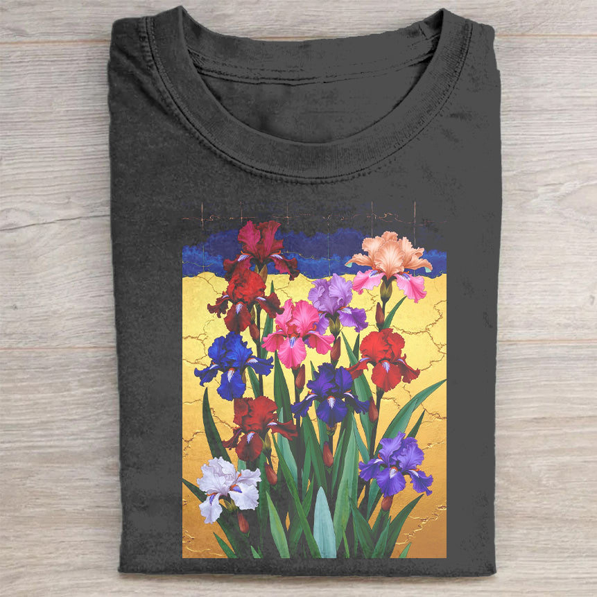 Colorful Floral Print T-Shirt Creative Merch Best Gift For Flower Lovers