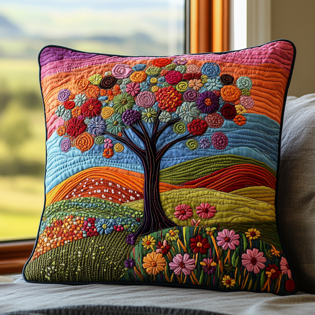 Colorful Flower Field Quilted Pillow Case Decorative Pillow Cases Best Gifts For Flower Lovers