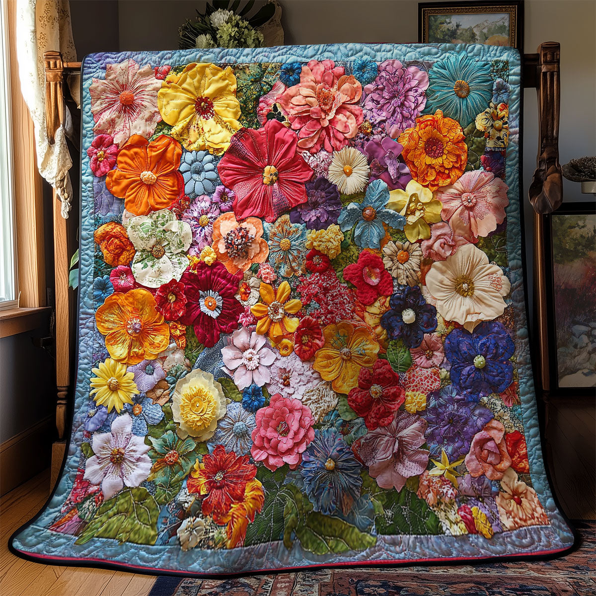 Colorful Flower Garden Quilt Blanket Christmas Throw Blanket Secret Santa Gifts For Women