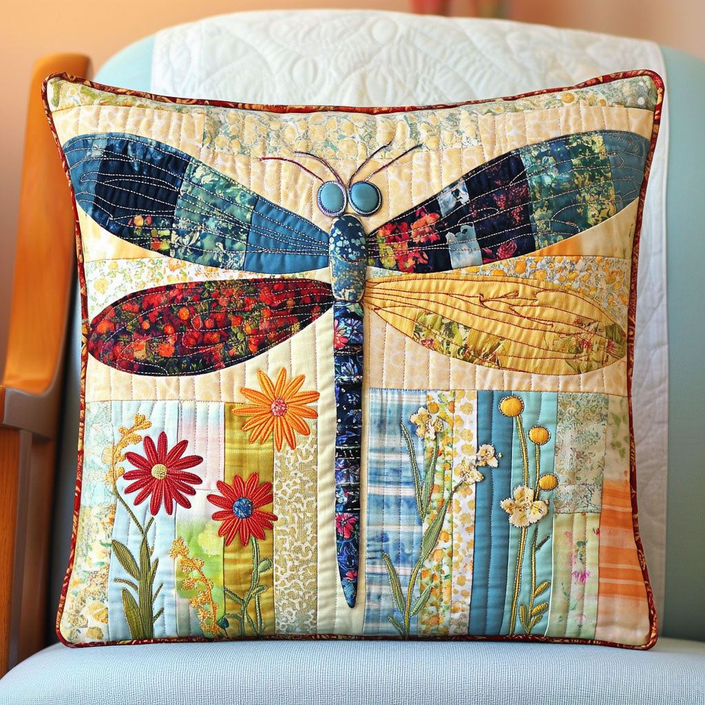 Colorful Flutter Quilted Pillow Case Nice Pillow Covers Unusual Dragonfly Gifts