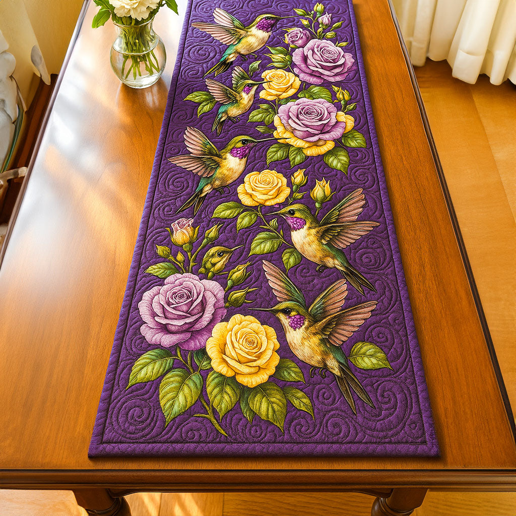 Colorful Flutter Quilted Table Runner Dinner Table Decor Beautiful Hummingbird Gifts