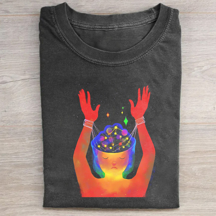 Colorful Galaxy Hands Graphic T-Shirt Cosmic Merch Best Gift For Space Fans