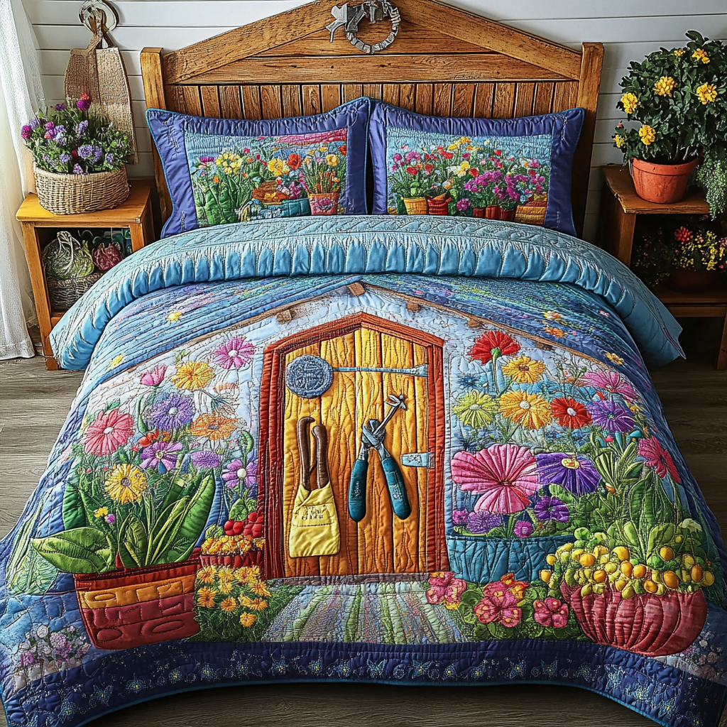 Colorful Garden Quilted Bedding Set Bed Decor Ideas Christmas Gifts For Flower Lovers