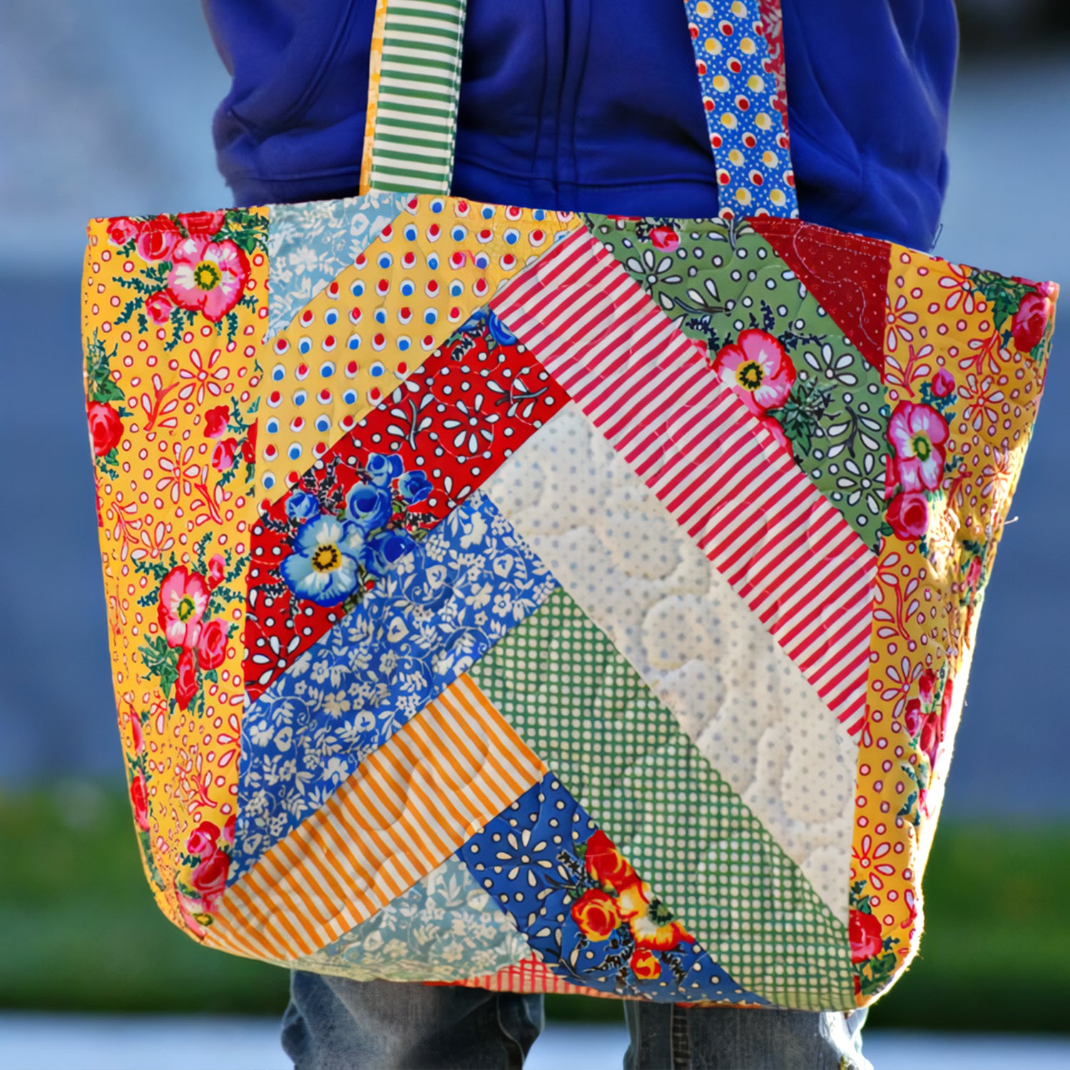 Colorful Garden Quilted Tote Bag Flower Lily Gift Items