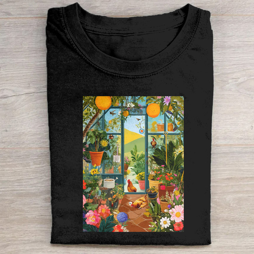 Colorful Garden Window Graphic T-Shirt Artistic Merch Best Gift For Nature Lovers
