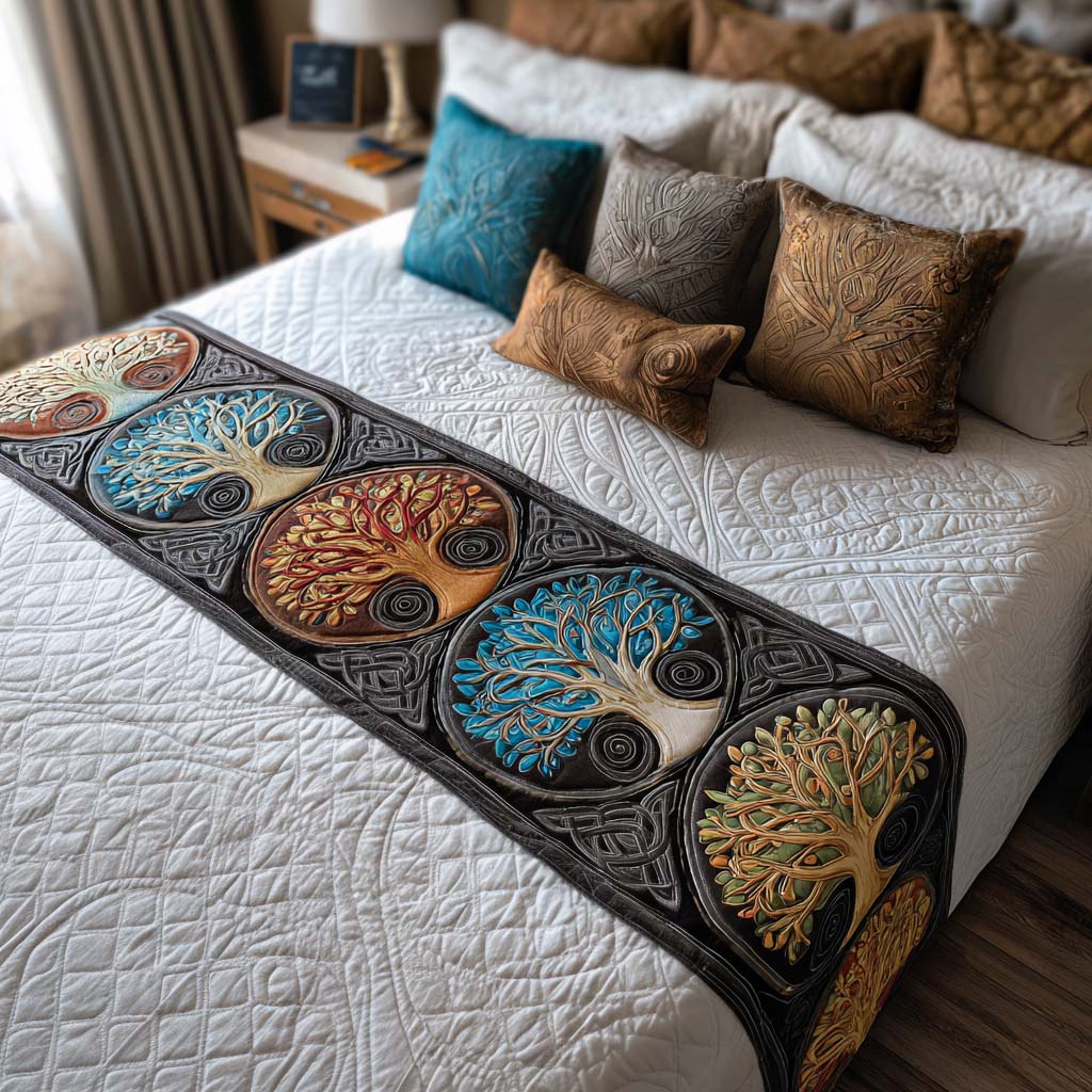 Colorful Grove Quilted Bed Runner Bed Decorations Tree Of Life Gifts For Women