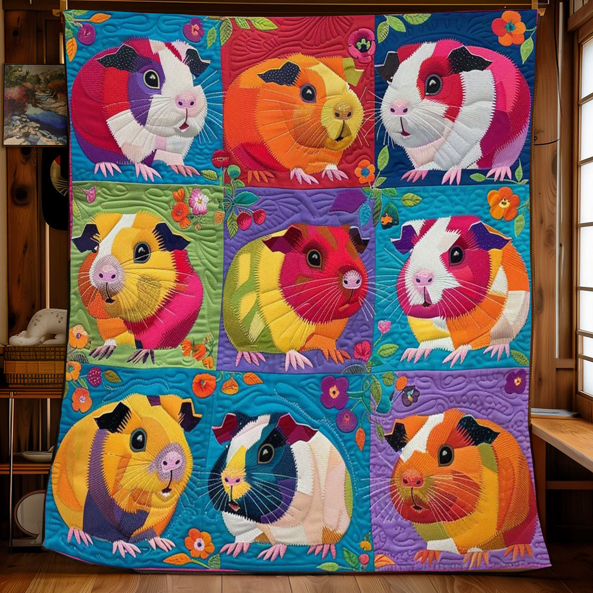Colorful Guinea Pigs Quilt Blanket King Blanket Christian Marriage Gifts