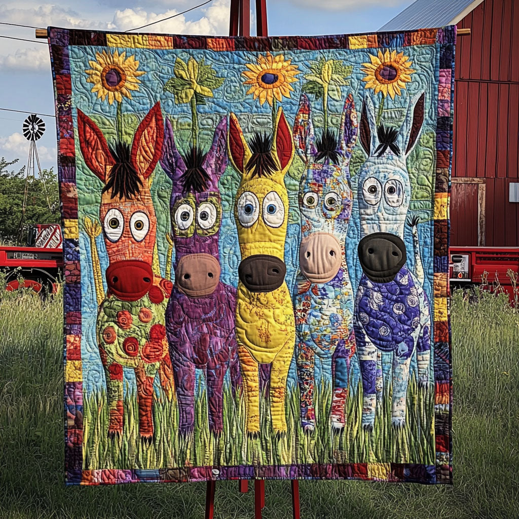 Colorful Herd Quilted Blanket Best Couch Throw Blanket Donkey Present Ideas
