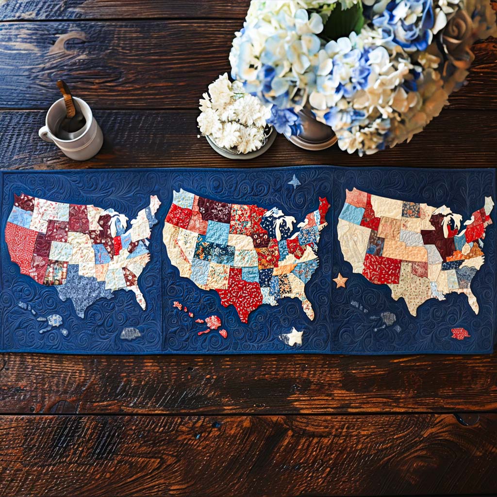Colorful Homeland Quilted Table Runner Dining Room Table Decor Ideas Unique Patriotic Gifts