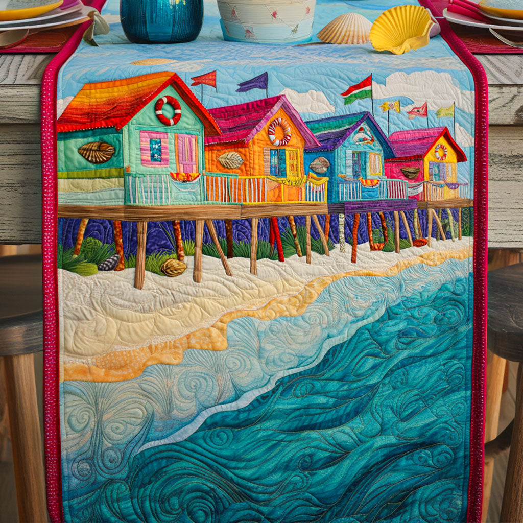 Colorful Huts Quilted Table Runner Coastal Style Table Runners Good Gifts For Girlfriend