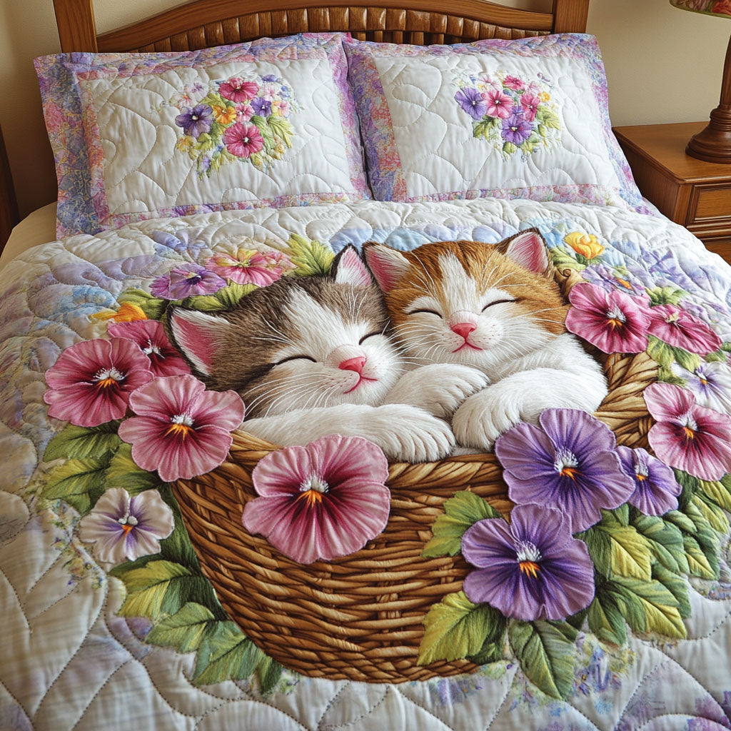 Colorful Kittens Quilted Bedding Set Bedroom Decorations Cat Related Christmas Gifts