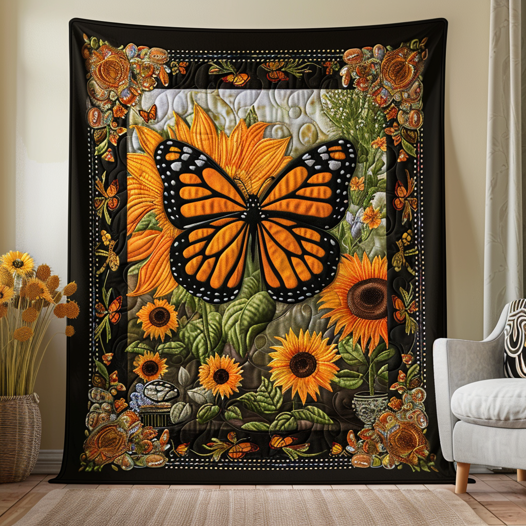 Colorful Monarch Butterflies Quilted Blanket Butterfly Gifts For Her