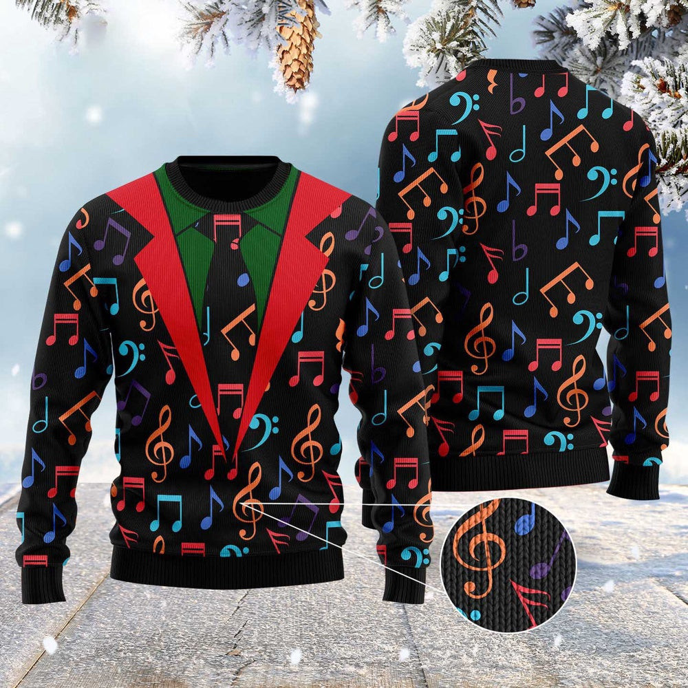 Colorful Music Notes Ugly Christmas Sweater Funny Ugly Christmas Sweater Xmas Gifts