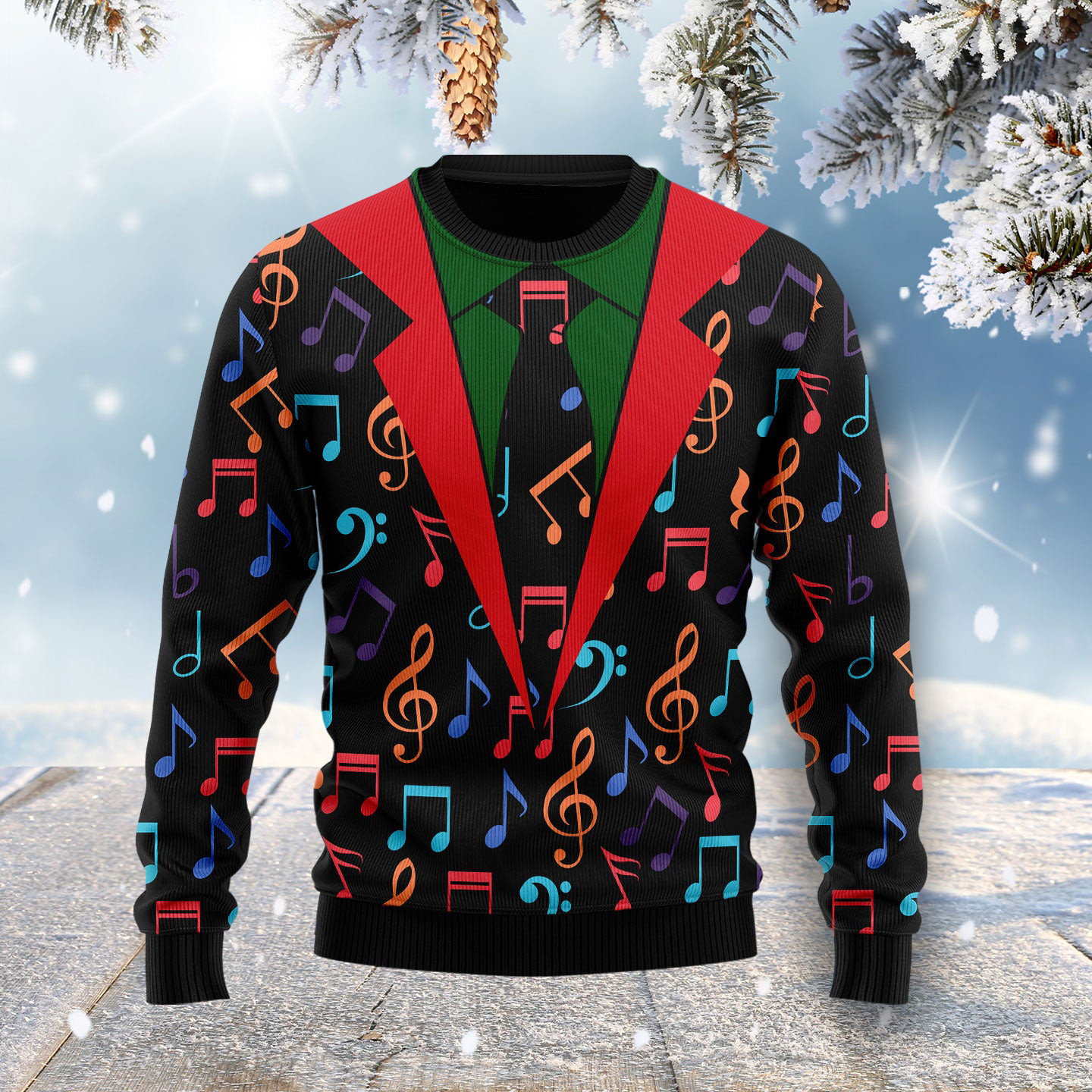 Colorful Music Notes Ugly Christmas Sweater Winter Clothing Music Lover Gifts