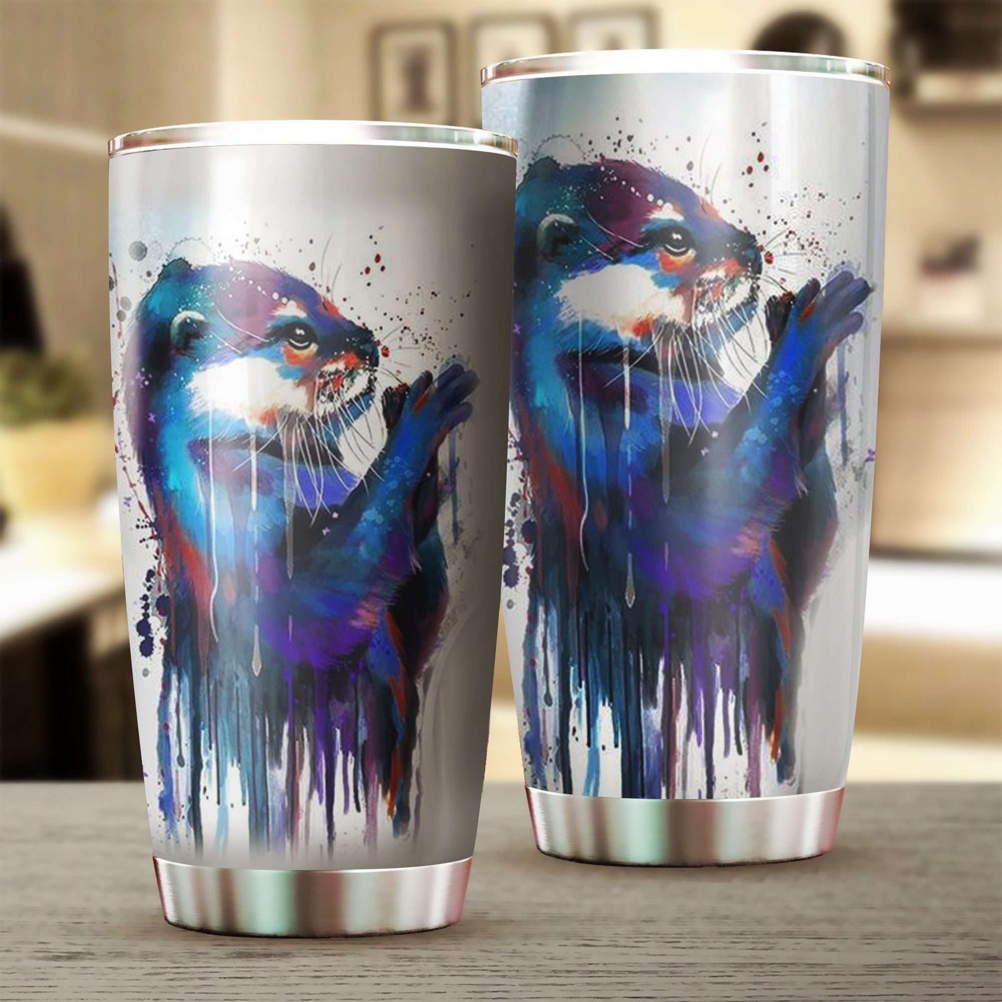 Colorful Otter Watercolour Art Tumbler Animal Graphic Tumbler Cups Gifts For Otter Lovers Colorful Otter Watercolour Art Tumbler Animal Graphic Tumbler Cups Gifts For Otter Lovers