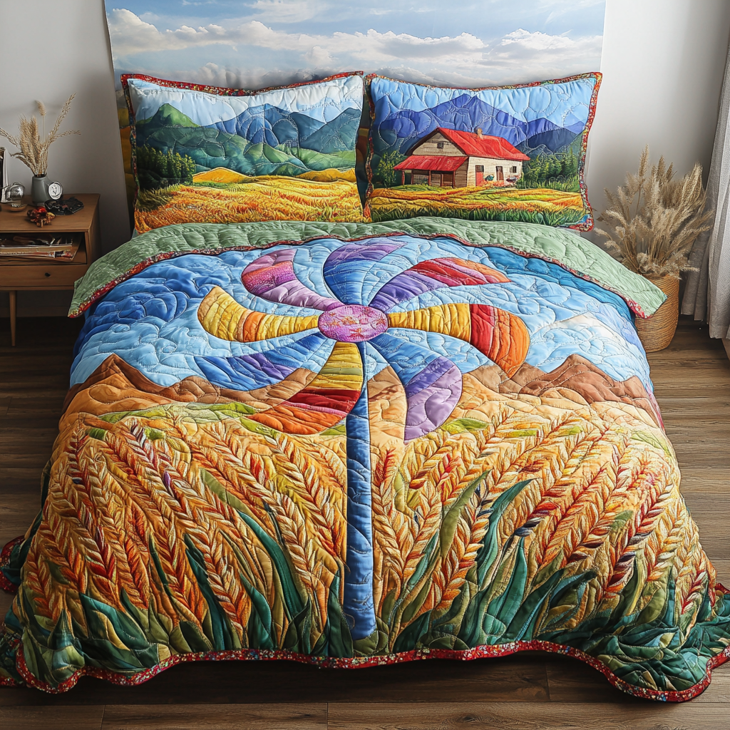 Colorful Pinwheel Quilted Bedding Set Cool Bedroom Decor Good Christmas Gifts
