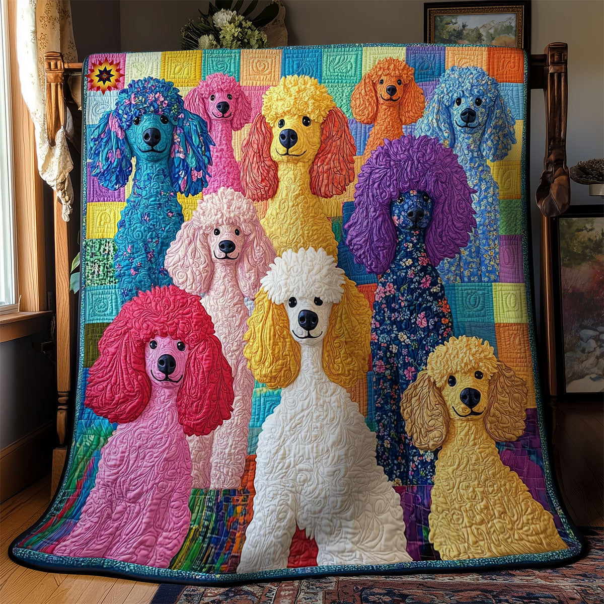 Colorful Poodle Quilt Blanket Christmas Throw Blanket Son To Mother Christmas Gifts