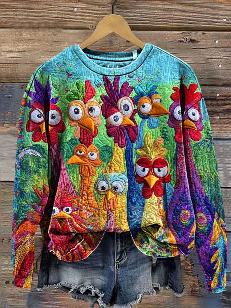 Colorful Rooster Sweatshirt Chicken Themed Funny Sweatshirt Gifts For Rooster Lovers